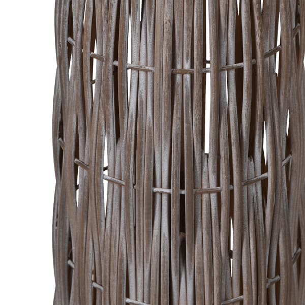 Woven Bamboo Tapered Floor Lamp with Linen Shade